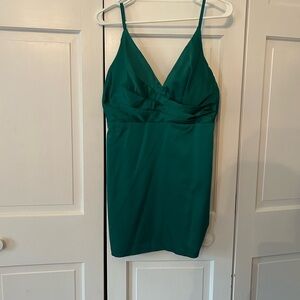 DO+BE Emerald Green Ruched Babydoll Mini Dress